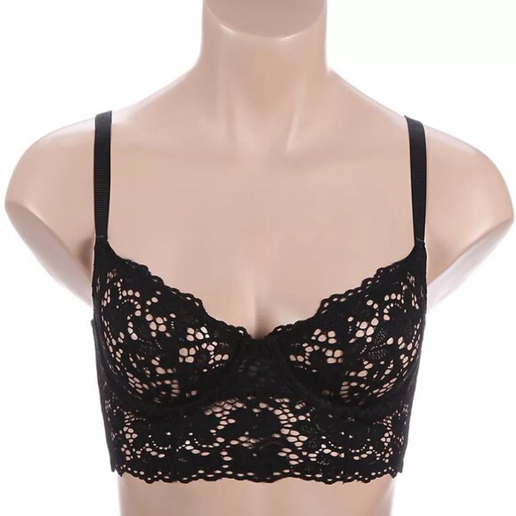 DKNY Classic Lace Unlined Longline Bra Black - 34B - New - Picture 3 of 3